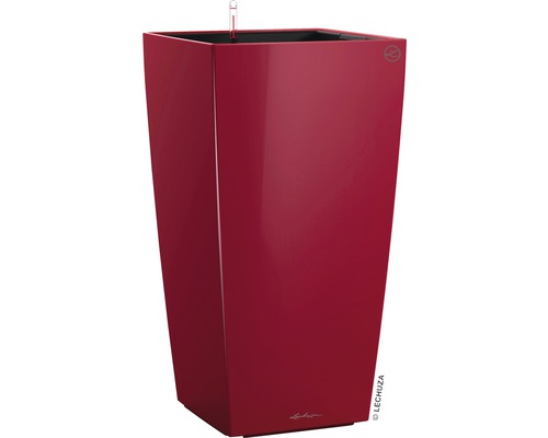 Lechuza Cubico 30 plantenbak complete set H 56 cm rood incl. zelfbewateringssysteem, planteninzet, substraat en waterniveau-indicator