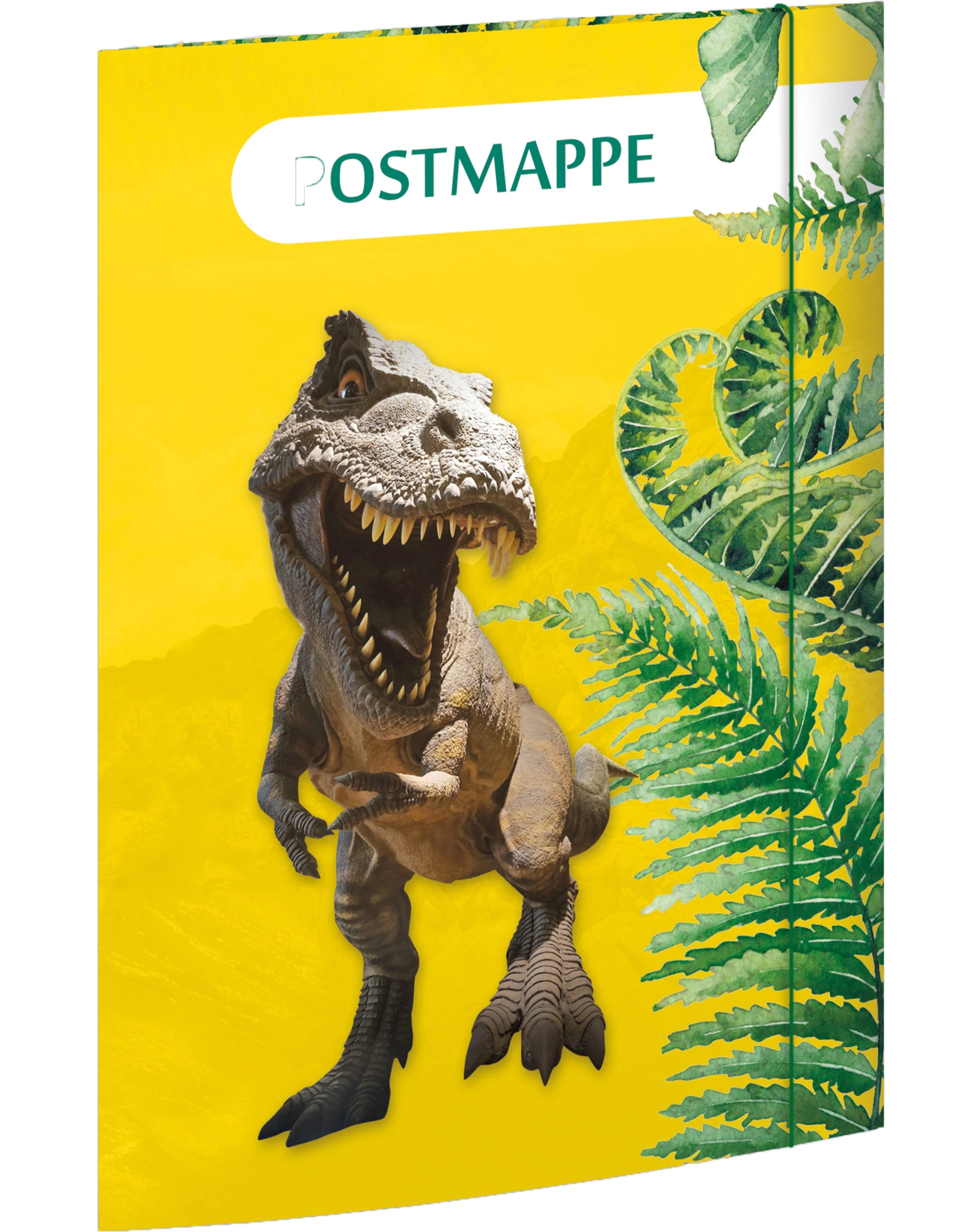 Postmappe TYRANNOSAURUS (24x33) A4 in gelb/grün
