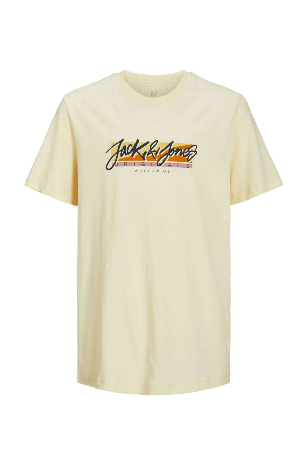 JACK & JONES T-shirt JORTAMPA FASTRUNNER1 met logo ecru