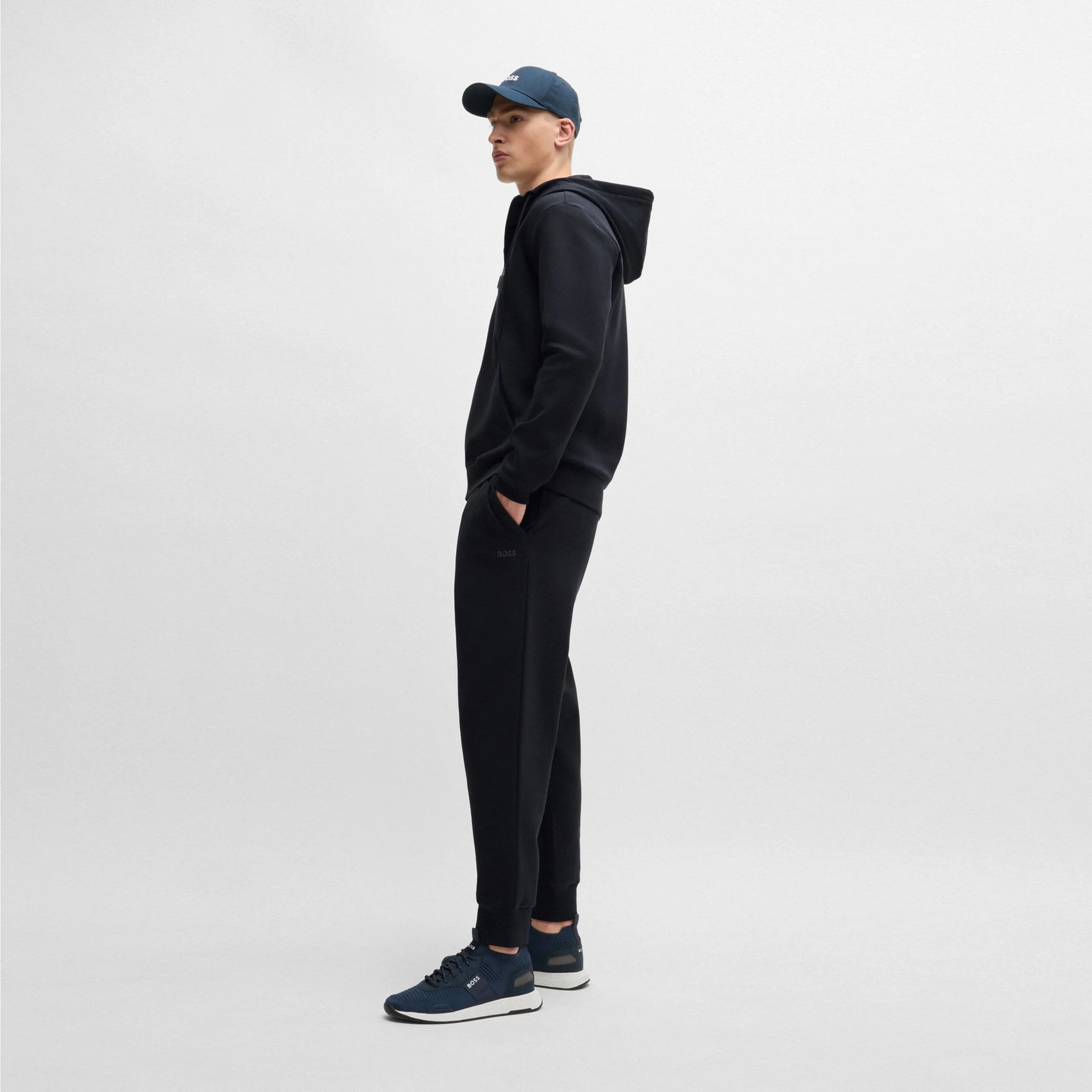 BOSS Shaggy Gilet En Coton Hommes - Bleu Foncé