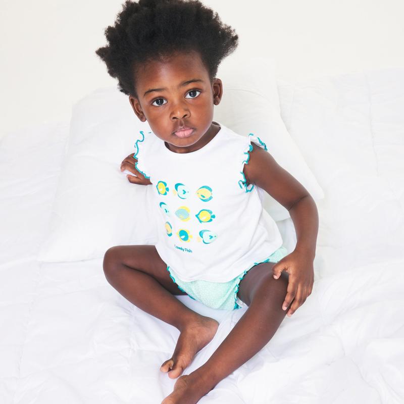 Pyjama court poissons blanc bébé fille Blanc