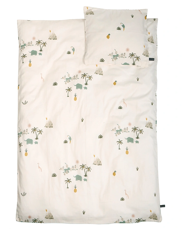 Bettwäsche TROPICAL – ADULT (140x200/80x80) in weiß