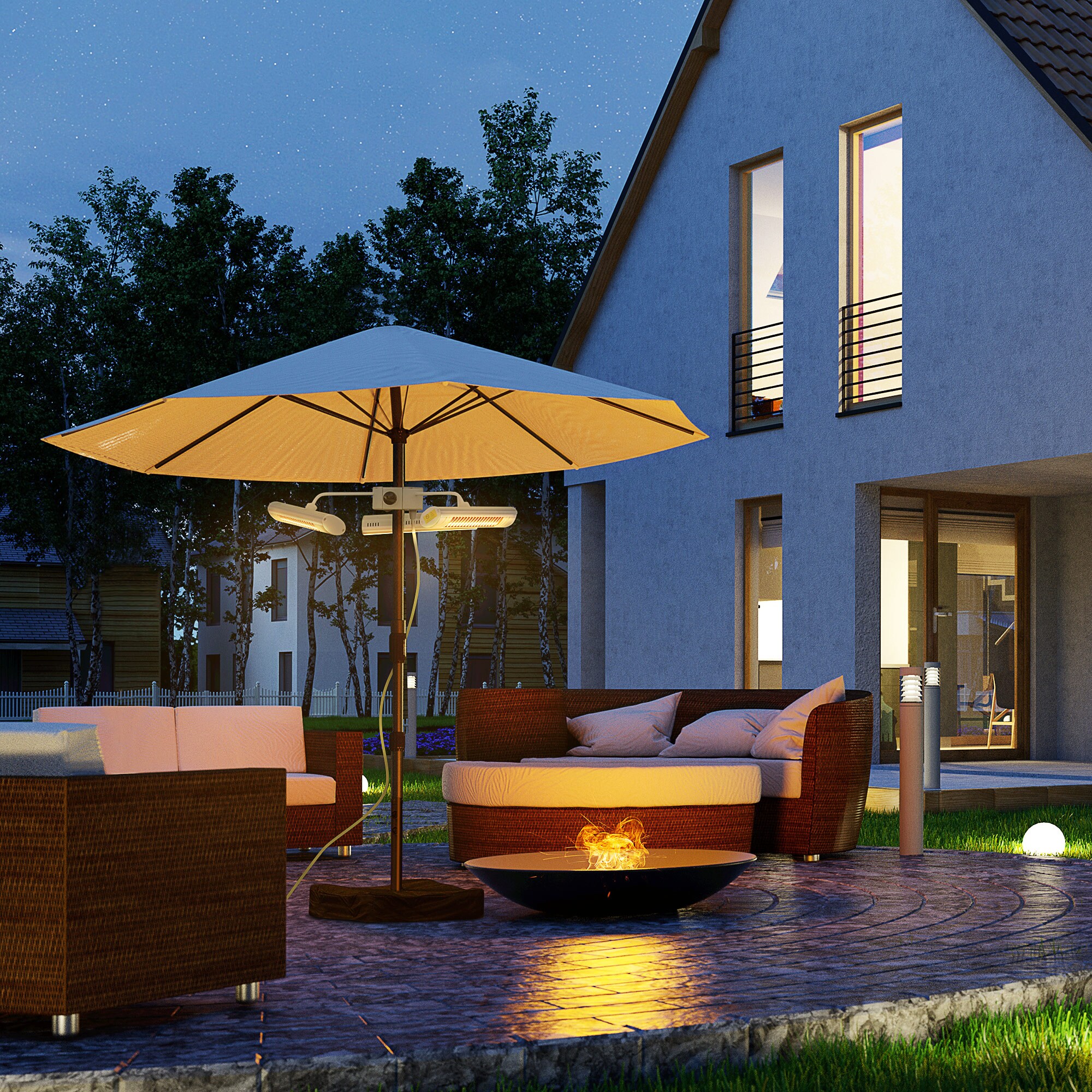 Outsunny Heizstrahler mit Fernbedienung silber 87L x 75B x 22H cm