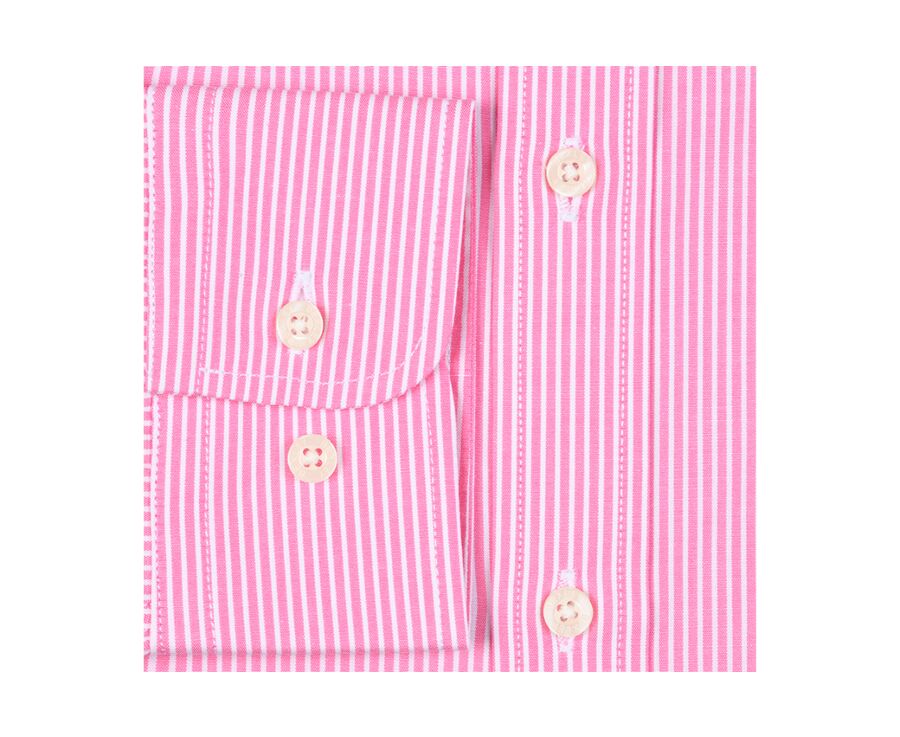 Chemise coton rose à rayures blanches - QUENTIN