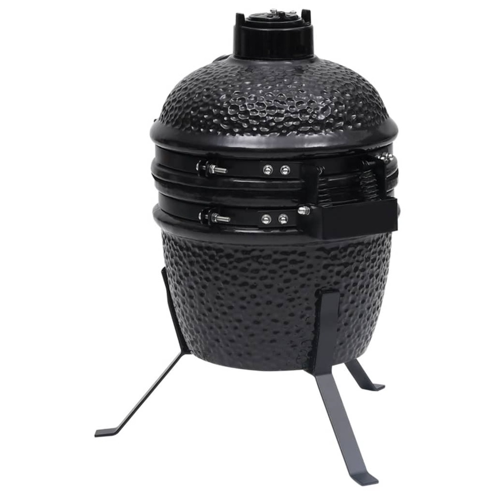 Barbecue à fumoir kamado 2-en-1 céramique 56 cm noir