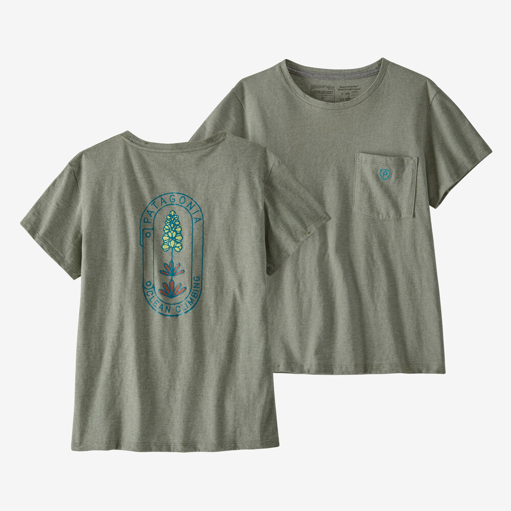 Damen Clean Climb Bloom Pocket Responsibili-Tee
