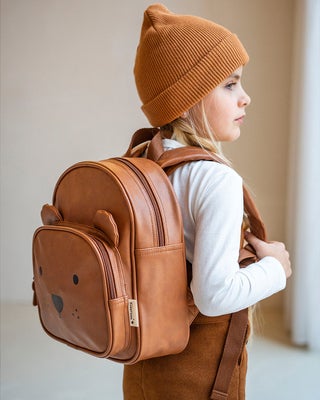 Kidzroom Vegan Leather Ryggsekk Beary Excited, Brun