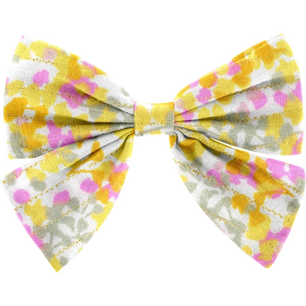 Barrette Noeud Papillon Mimosa Jaune Rose