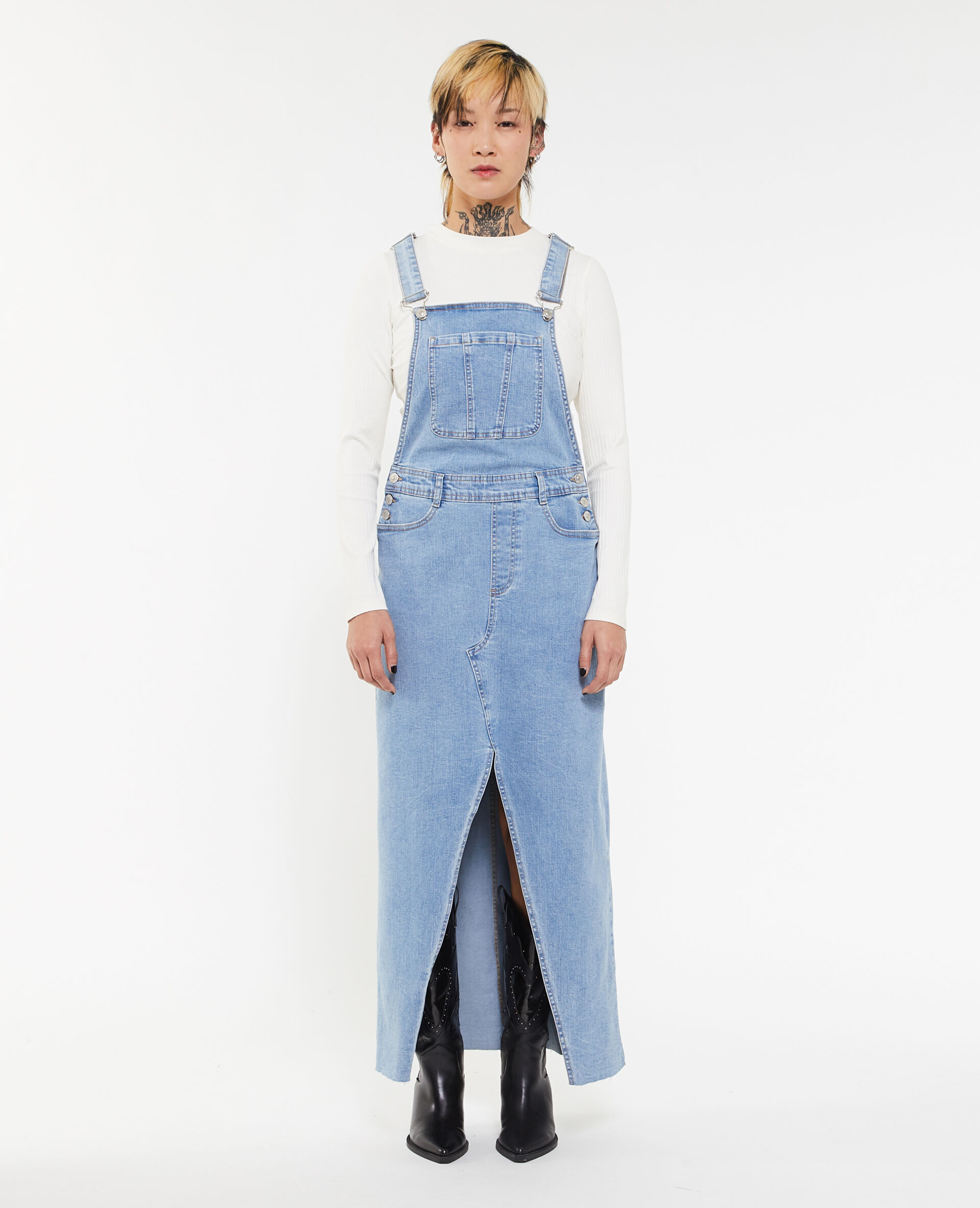 Robe salopette en jean - Bleu