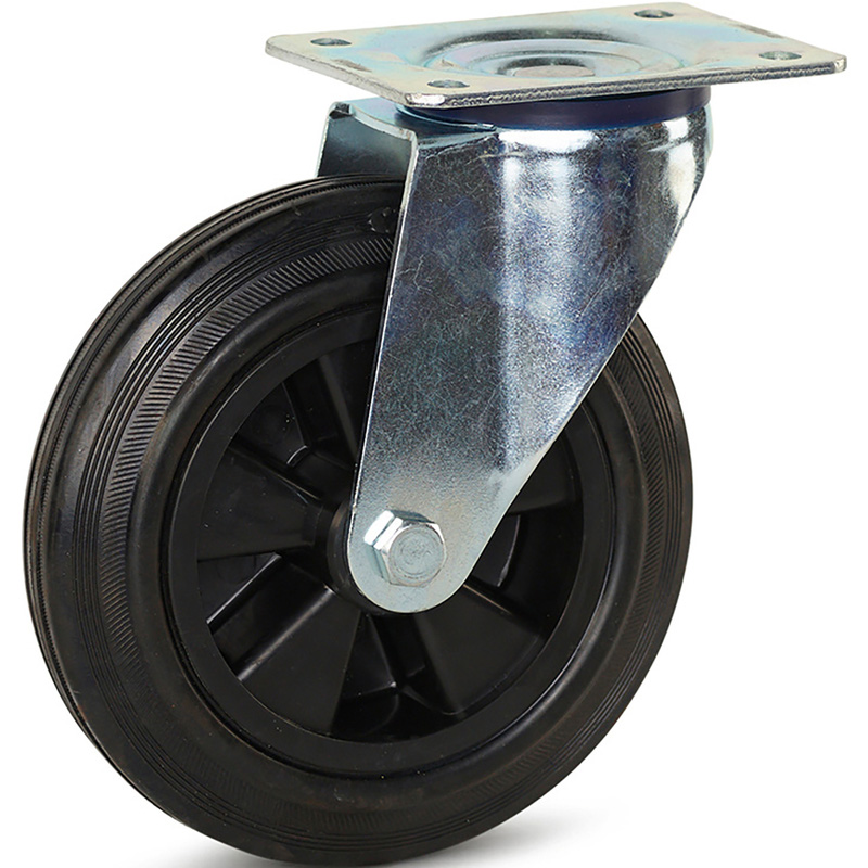 Zwenkwiel rubber Grijs 200mm - 200kg draagvermogen