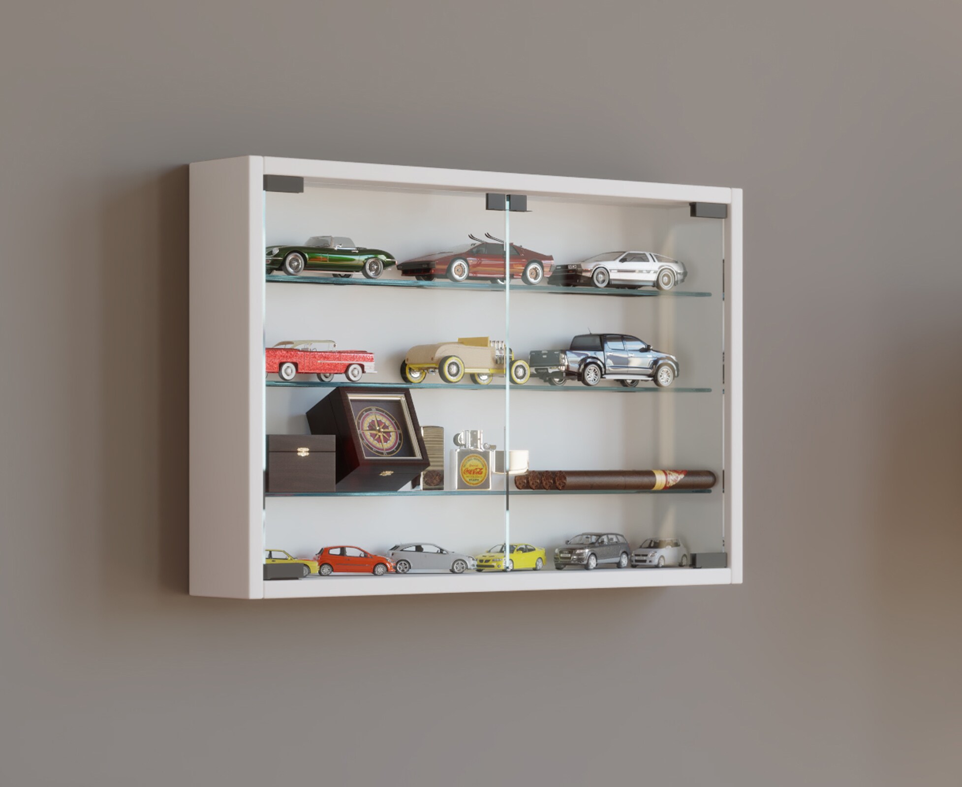 VCM Holz Glas Hängevitrine Wandvitrine Sammel Deko Sammler Vitrine Mandosa M
