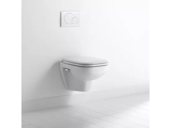 Pack WC suspendu DURAVIT D-code avec abattant frein de chute synthétique + bati support SIAMP + Plaque de commande chromée