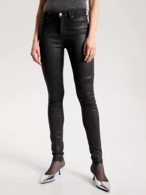 Calça jeans skinny de cintura média Como TH Flex preta
