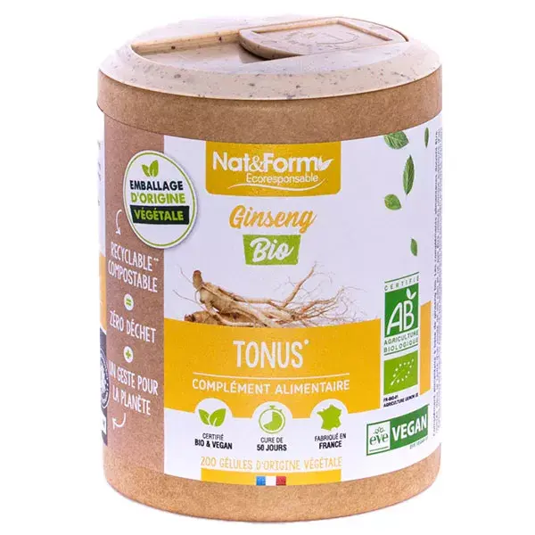 Nat & Form Écoresponsable Ginseng Rouge Bio 200 gélules