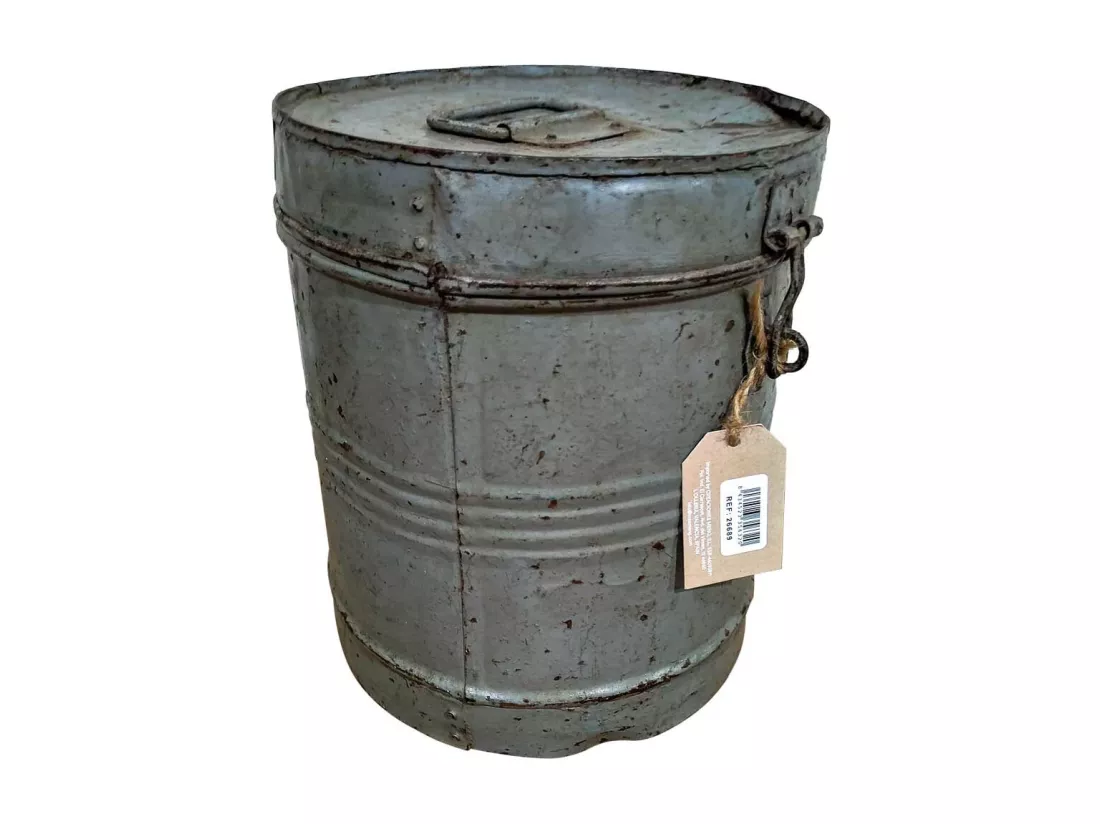 Bidon en métal gris 6x26x30h
