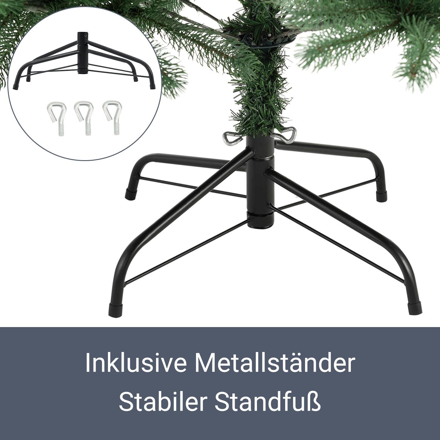 Juskys Weihnachtsbaum Talvi 180 cm hoch – künstlicher Tannenbaum aus PE-Kunststoff mit Metallständer
