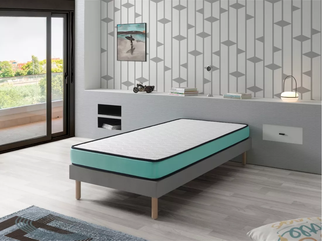 Matelas LOT 2 PROMO CONFORT 90X190 Épaisseur 14 CM, Memoire, Juvénil, idéal pour lits gigognes, lit cabane et Montessori