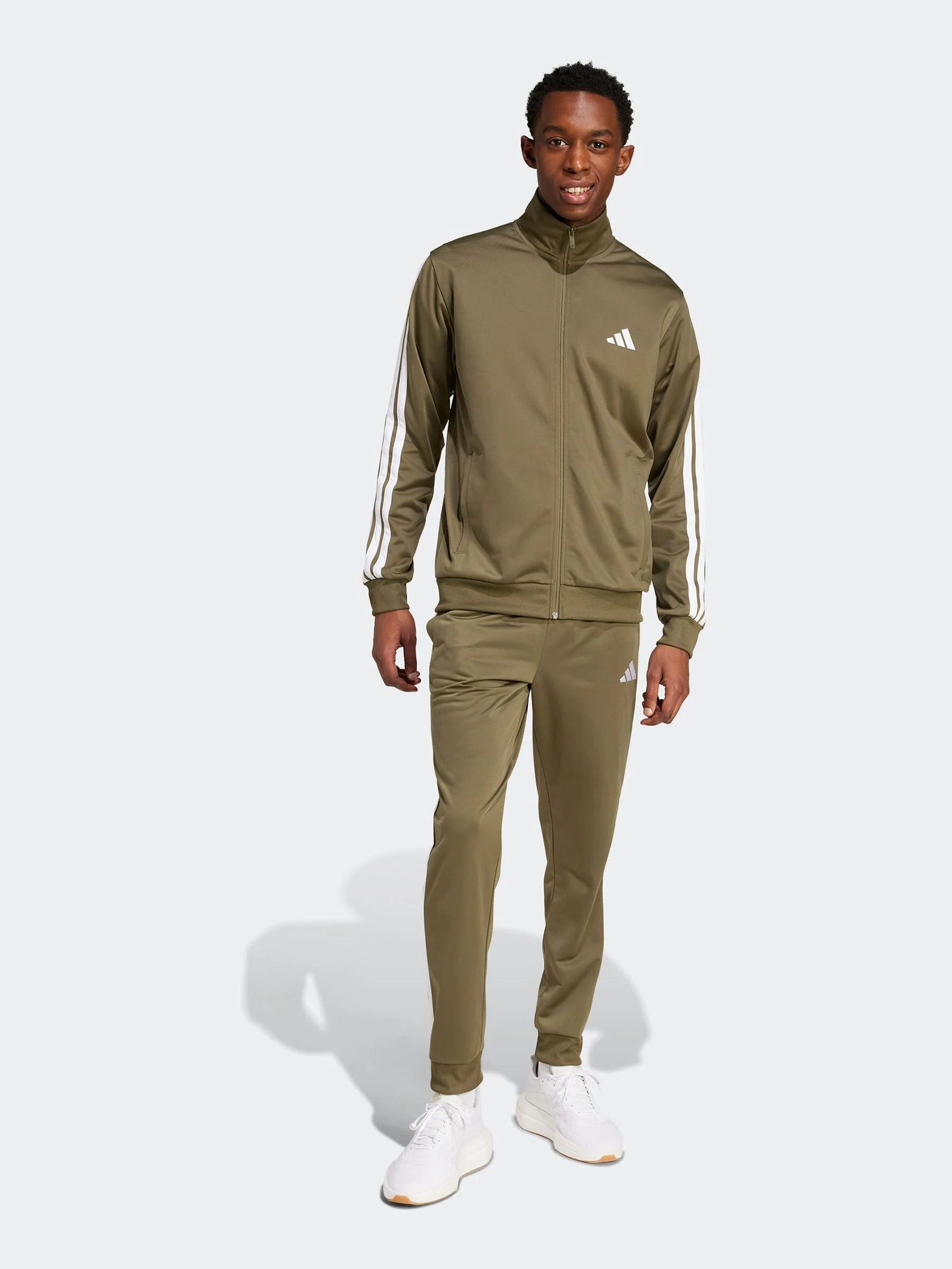 Groen - adidas Sportswear basic tricot trainingspak met 3 strepen