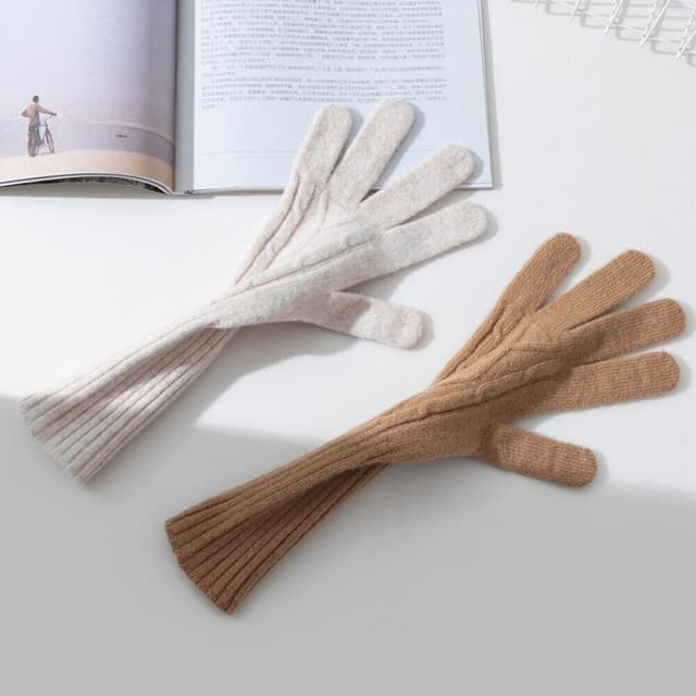Vinterhandsker med fingerspids berøringsskærm design ren uld Sort