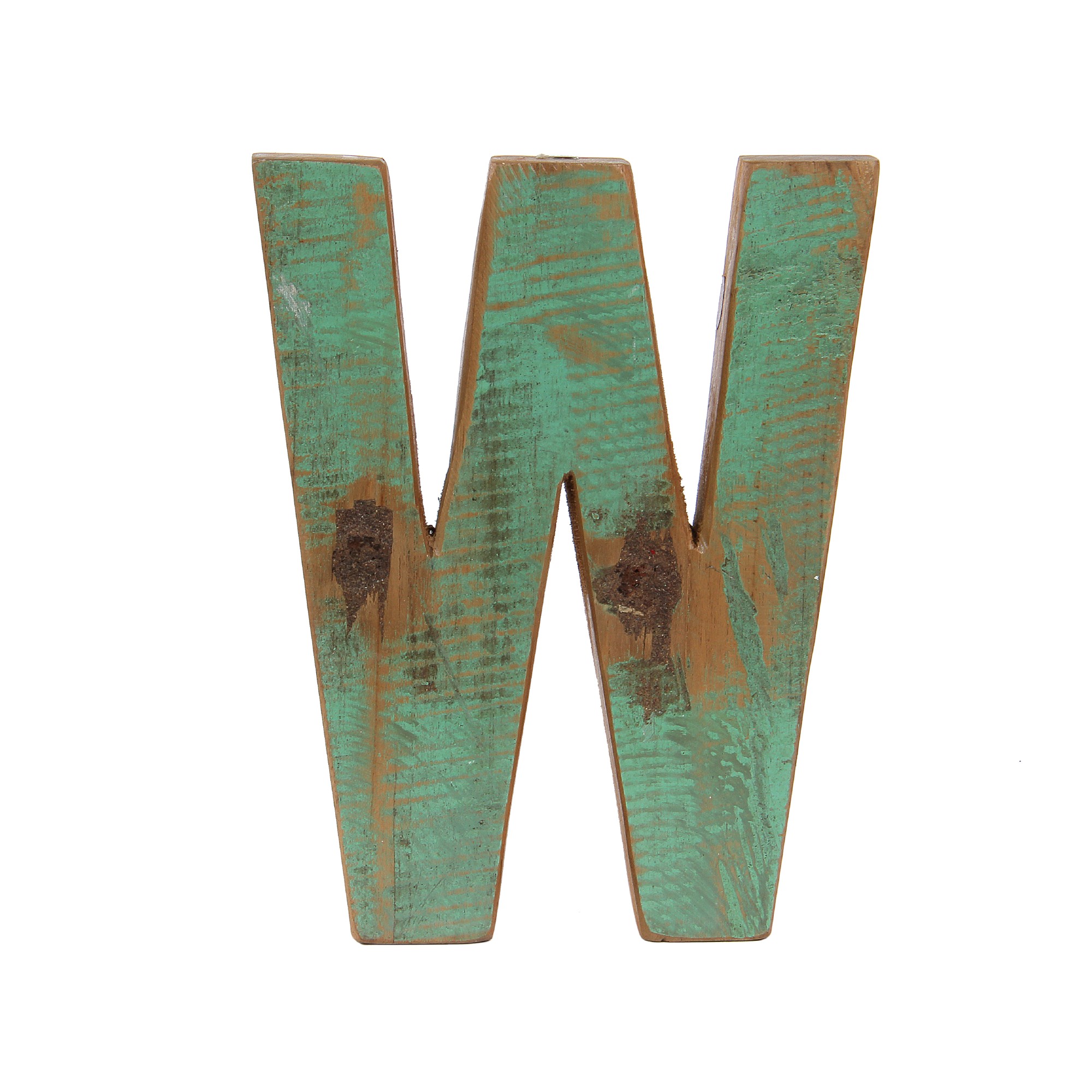 Holzbuchstabe 'W', mehrfarbig, T 2,5 cm, B 13 cm, H 19 cm von fischer's lagerhaus