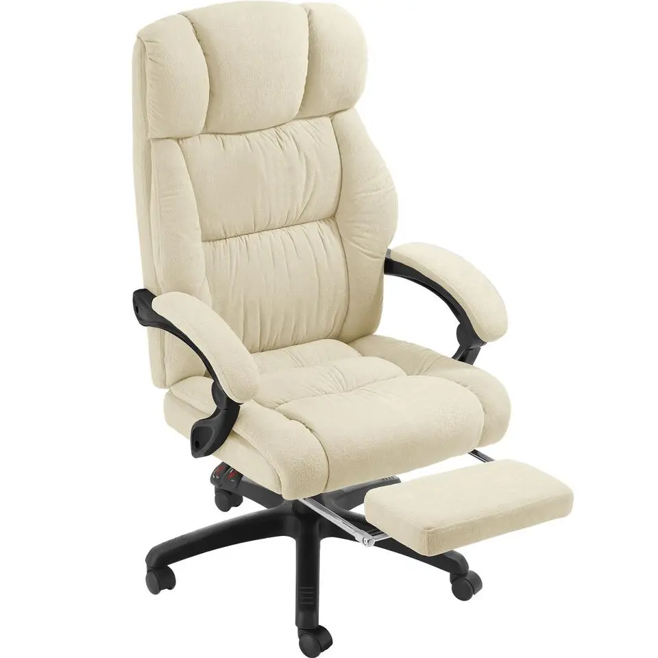 tectake Bureaustoel Jillien met voetsteun en veloursbekleding, Beige