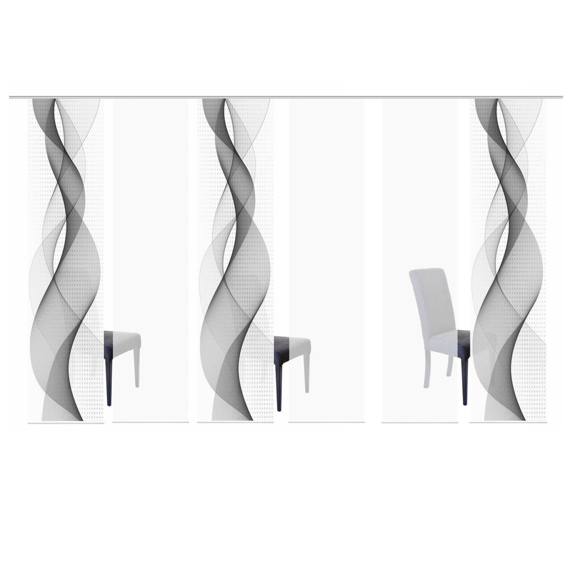 6-teiliges Schiebevorhang-Set OPALIA - grau - je 60x245 cm