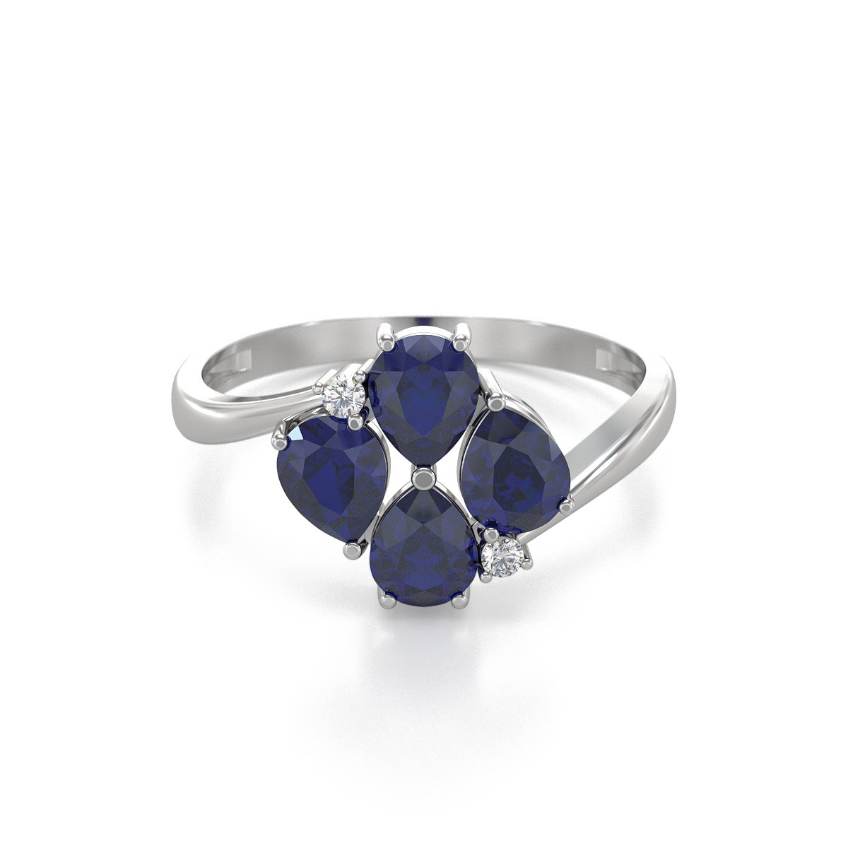 Bague ADEN Or 585 Blanc Saphir et diamants 1.87grs