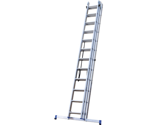 WERNER Multifunctionele ladder, uitschuif-, trap- of schuifladder, aluminium, 3-delig, 3 x 12 sporten, werkhoogte 8,15 m
