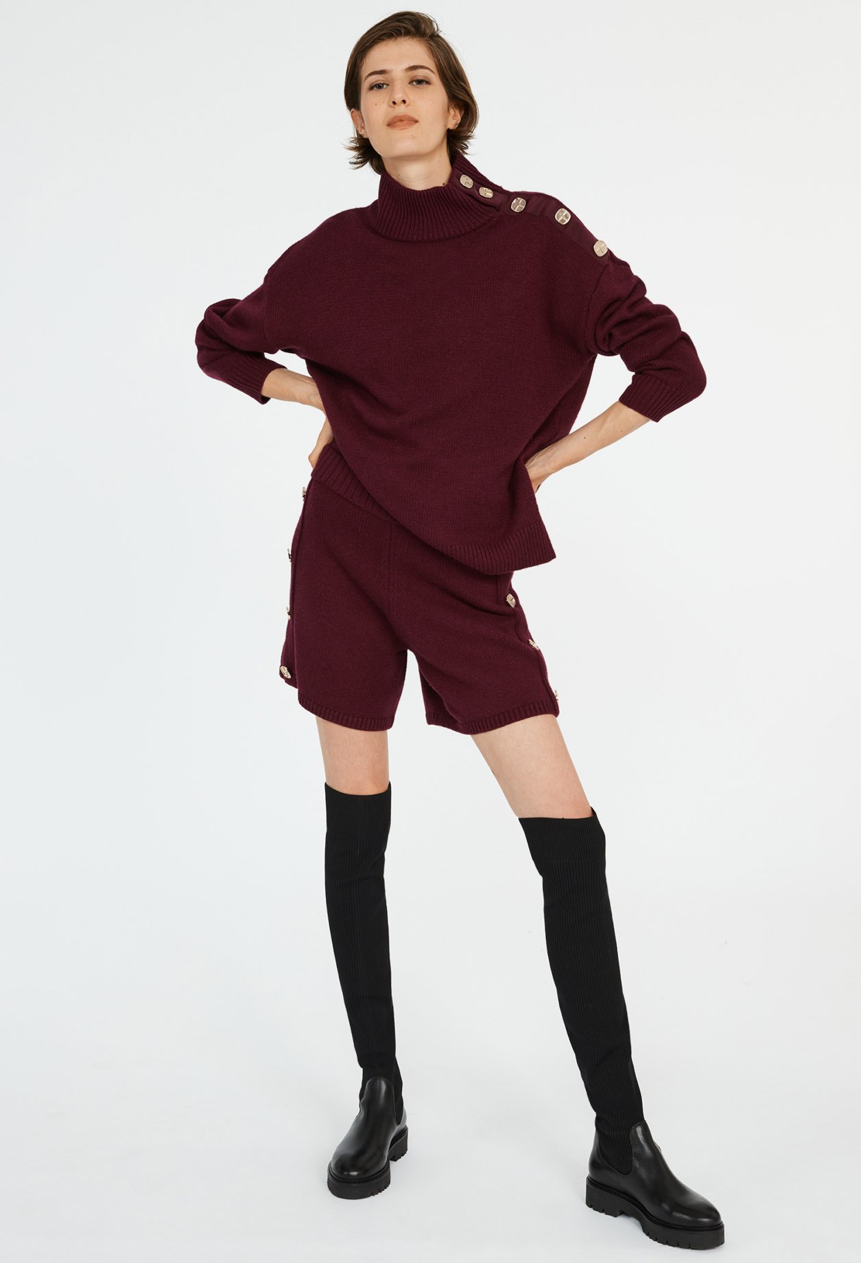 Short taille haute boutonne