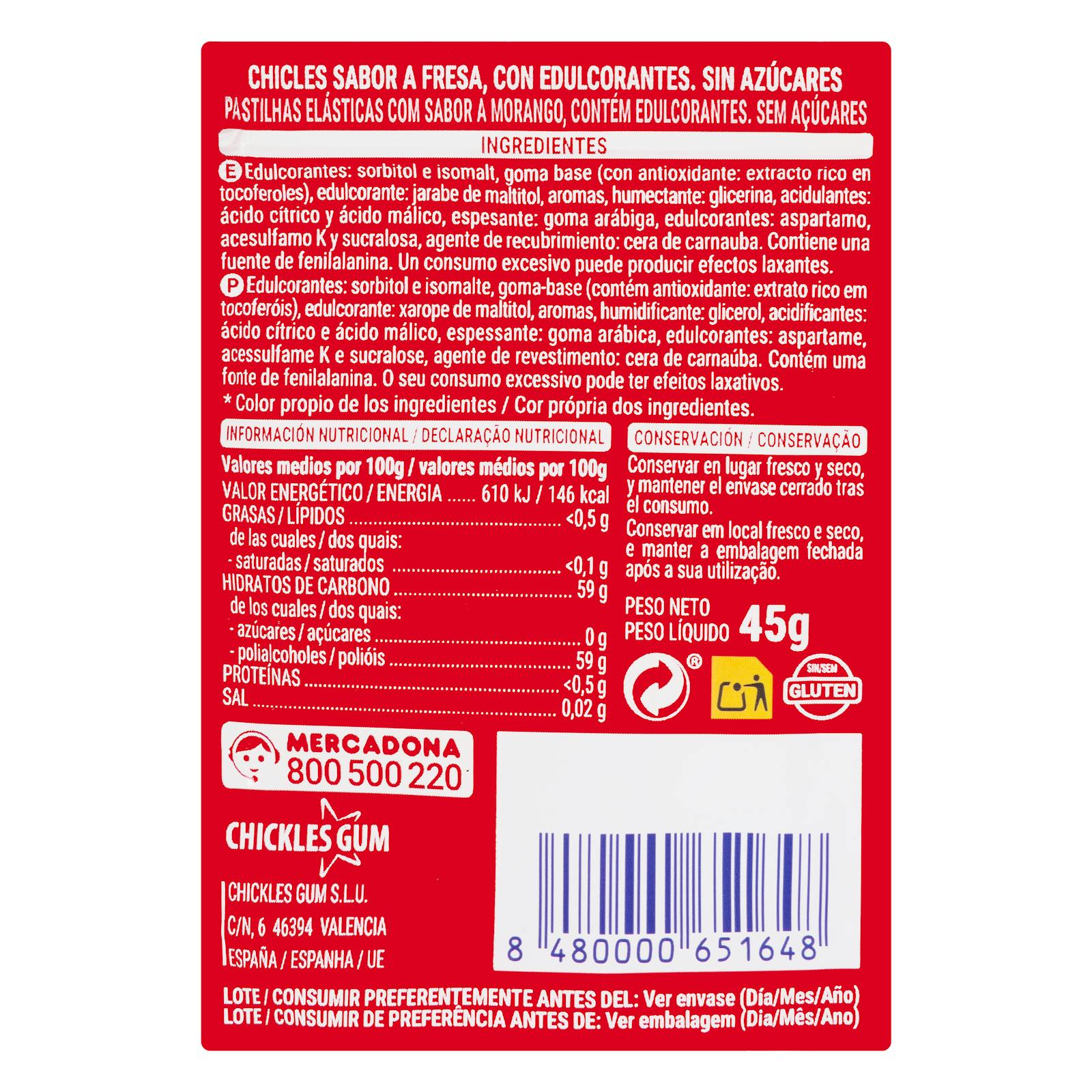 Gomme dragée fraise Hacendado