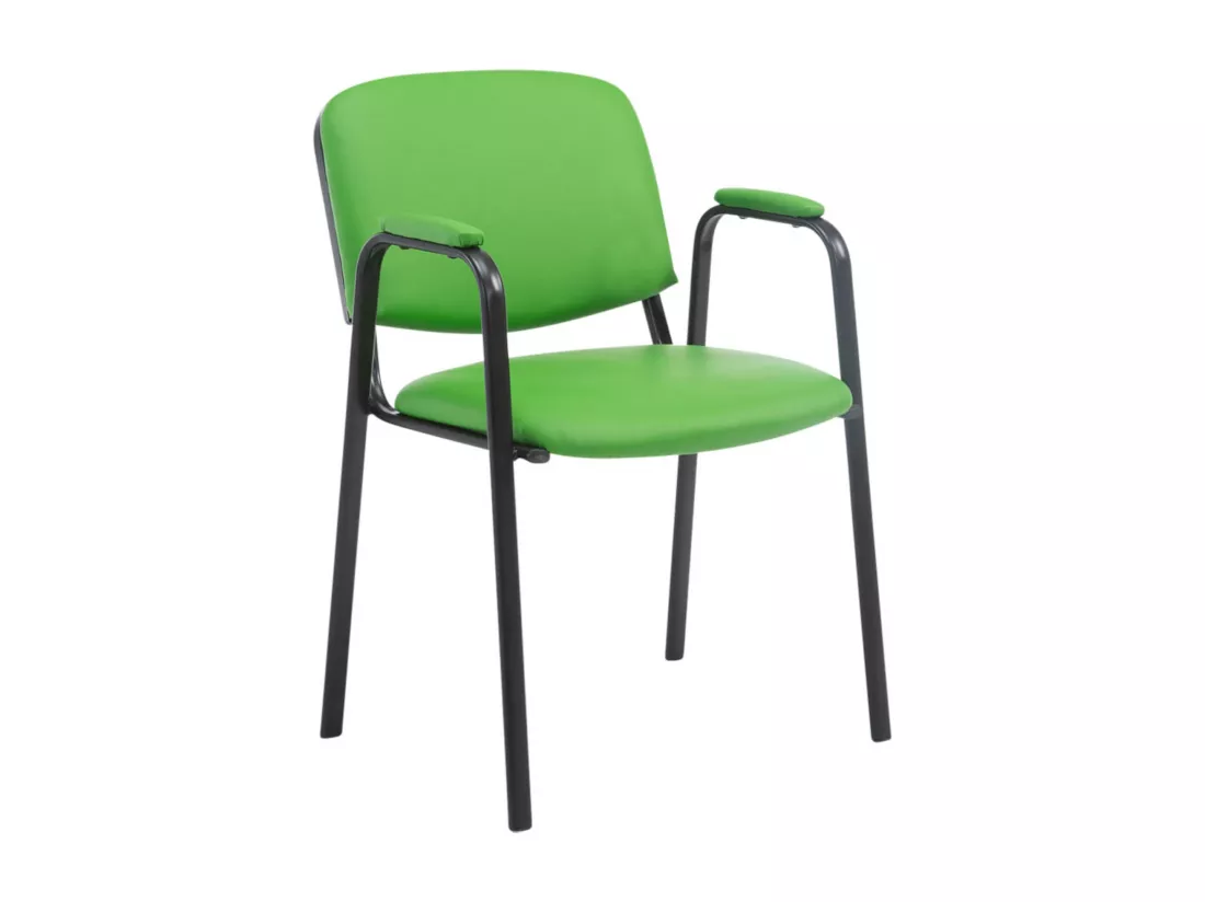 Lot de 4 Chaise de conférence - Similicuir & Métal noir mat - Vert - Ken Pro