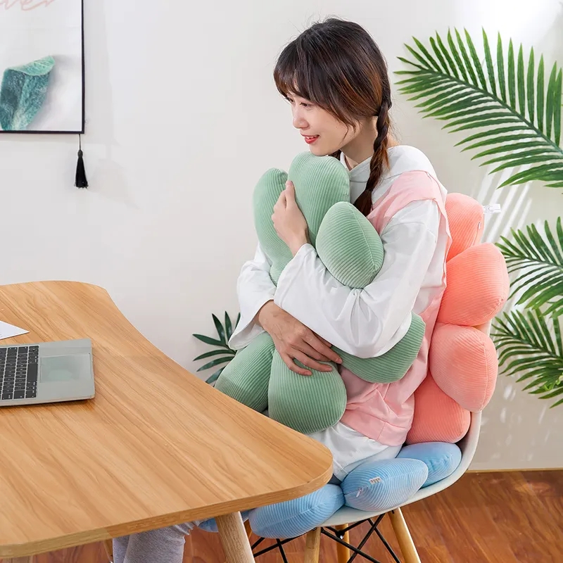 (Ø50cm) Boden Kissen Weiche Plüsch Blume Home Deko Sitzpolster - Grün