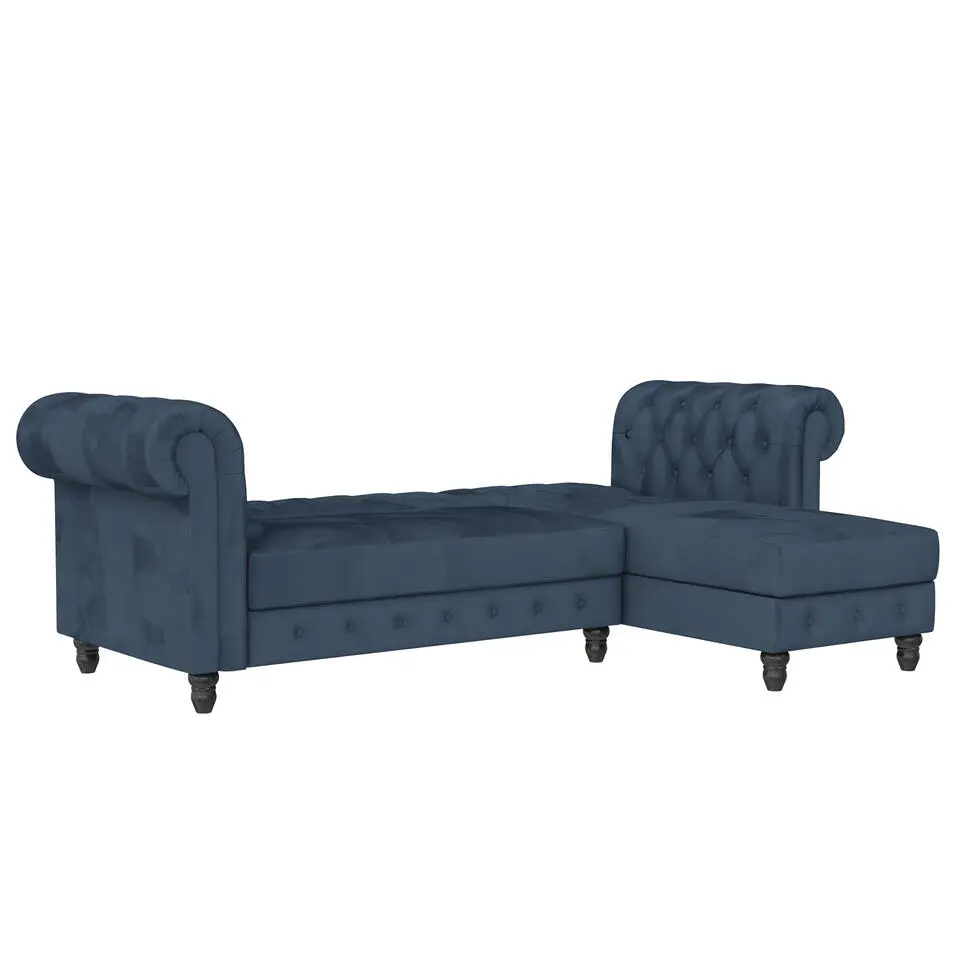 Felix - 3-zits slaapbank in blauw fluweel