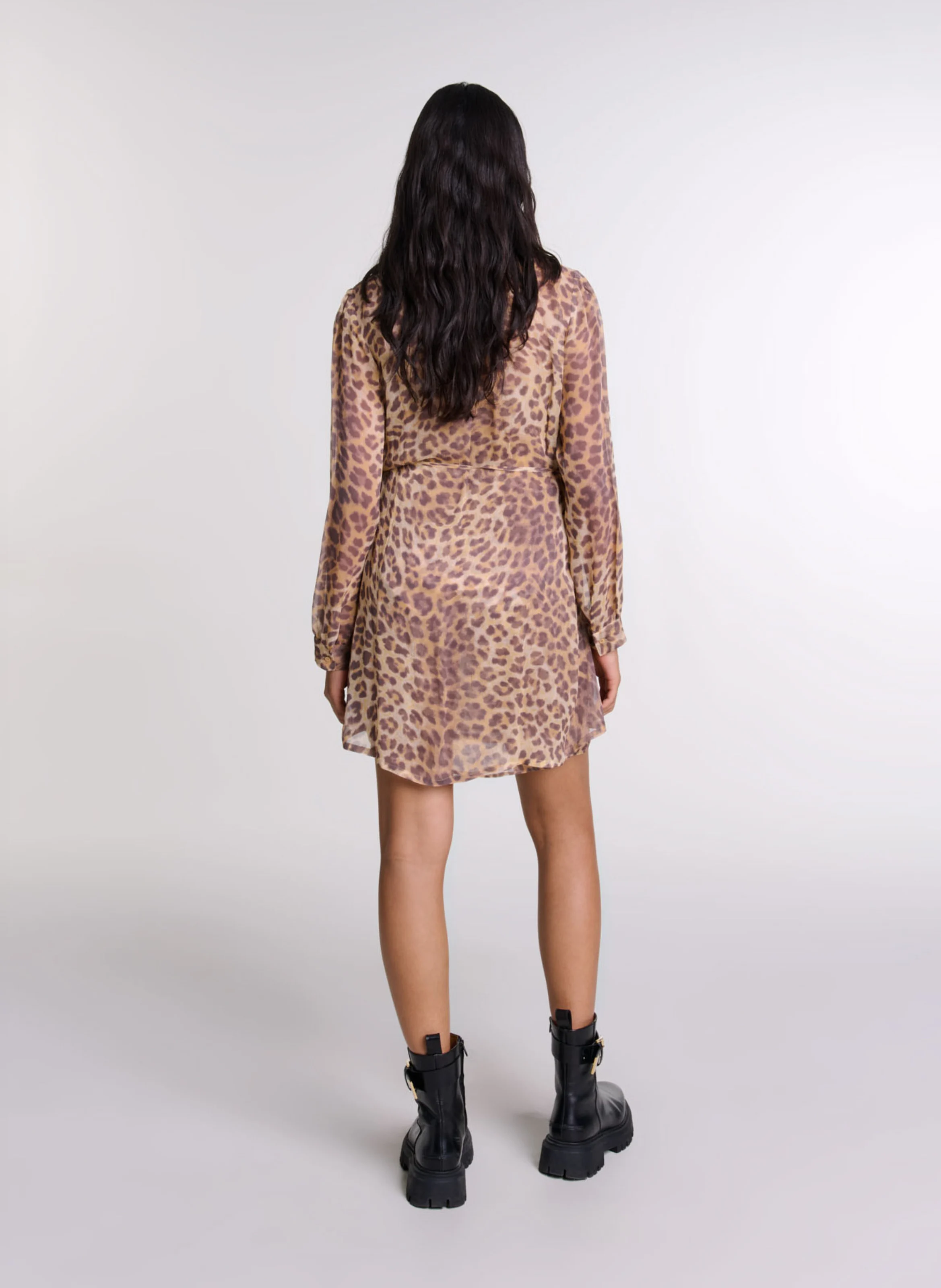 Robe courte col lavallière imprimée| Multicolore