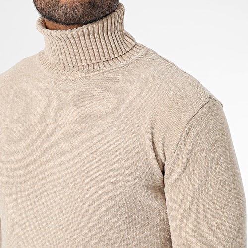 Pull Col Roulé Beige