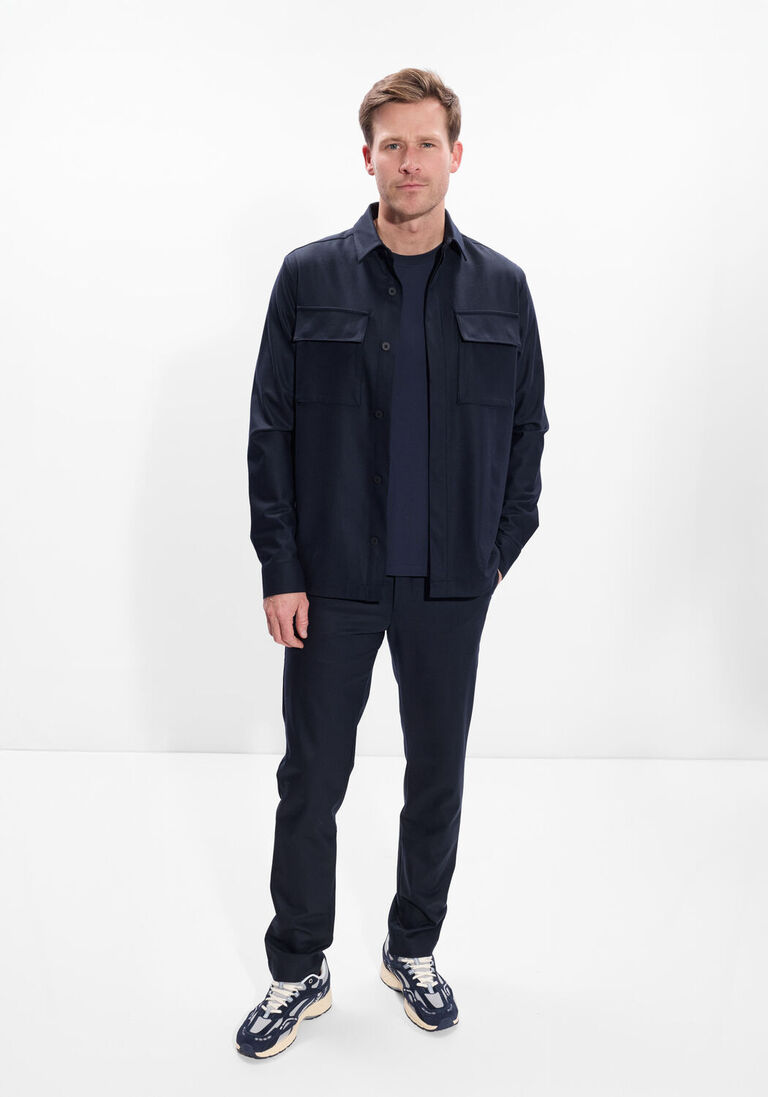 donkerblauwe wahts overshirt ewen stretch wool