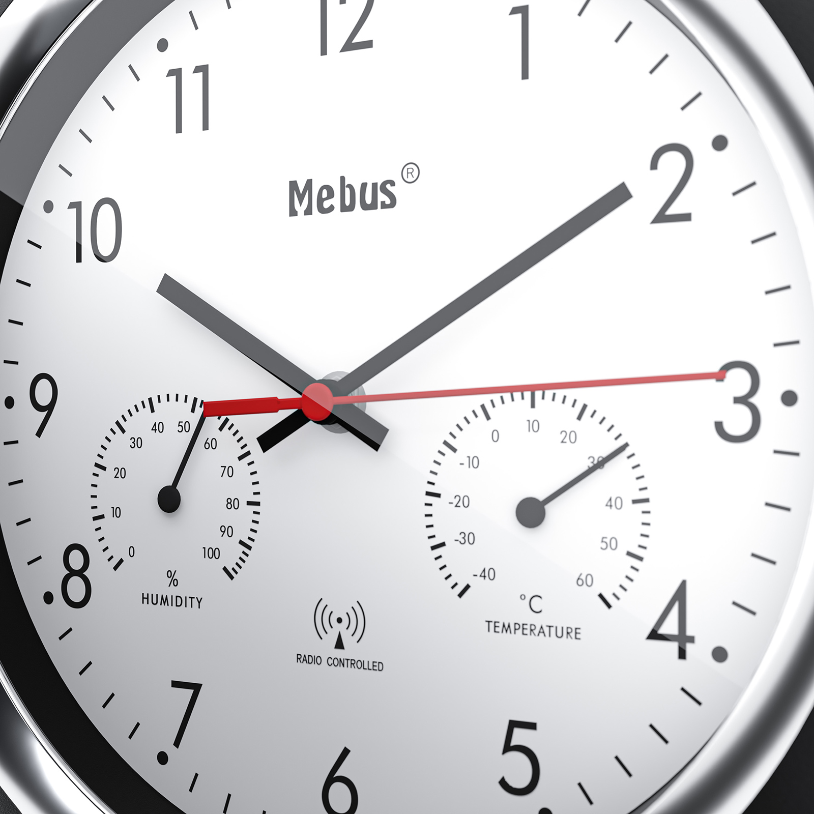 Funk-Wanduhr - schwarz -Ø 25 cm