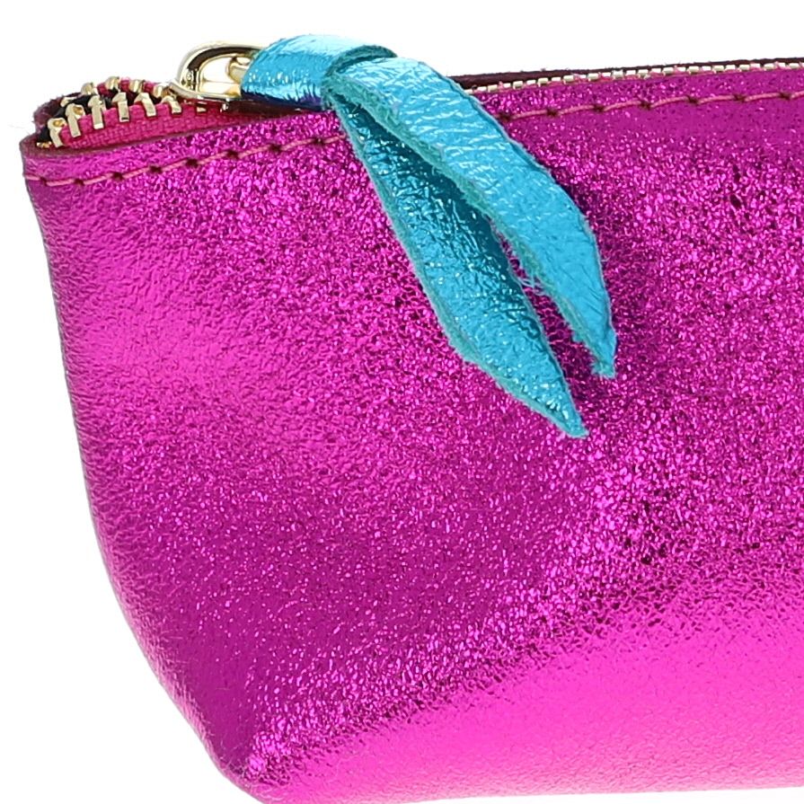 Trousse stylos en cuir rose fuchsia Le petit Souk