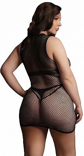 Duo Net Open Cup Mini Dress - Black - OSX