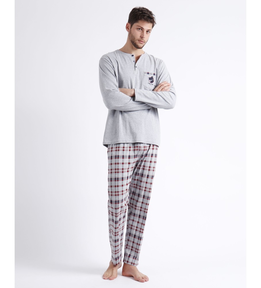 Pijama de manga comprida Admas Lou Lou Goodnight cinza