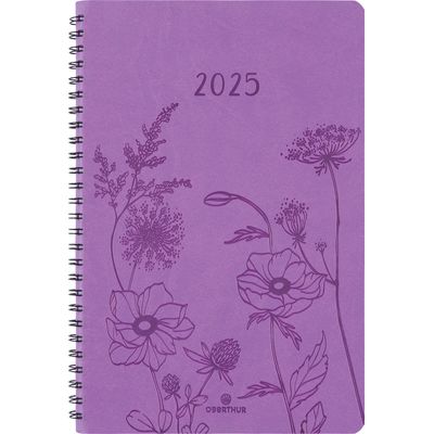 Agenda à spirale Primrose - 1 semaine sur 2 pages - 17 x 24,5 cm - lilas - Oberthur