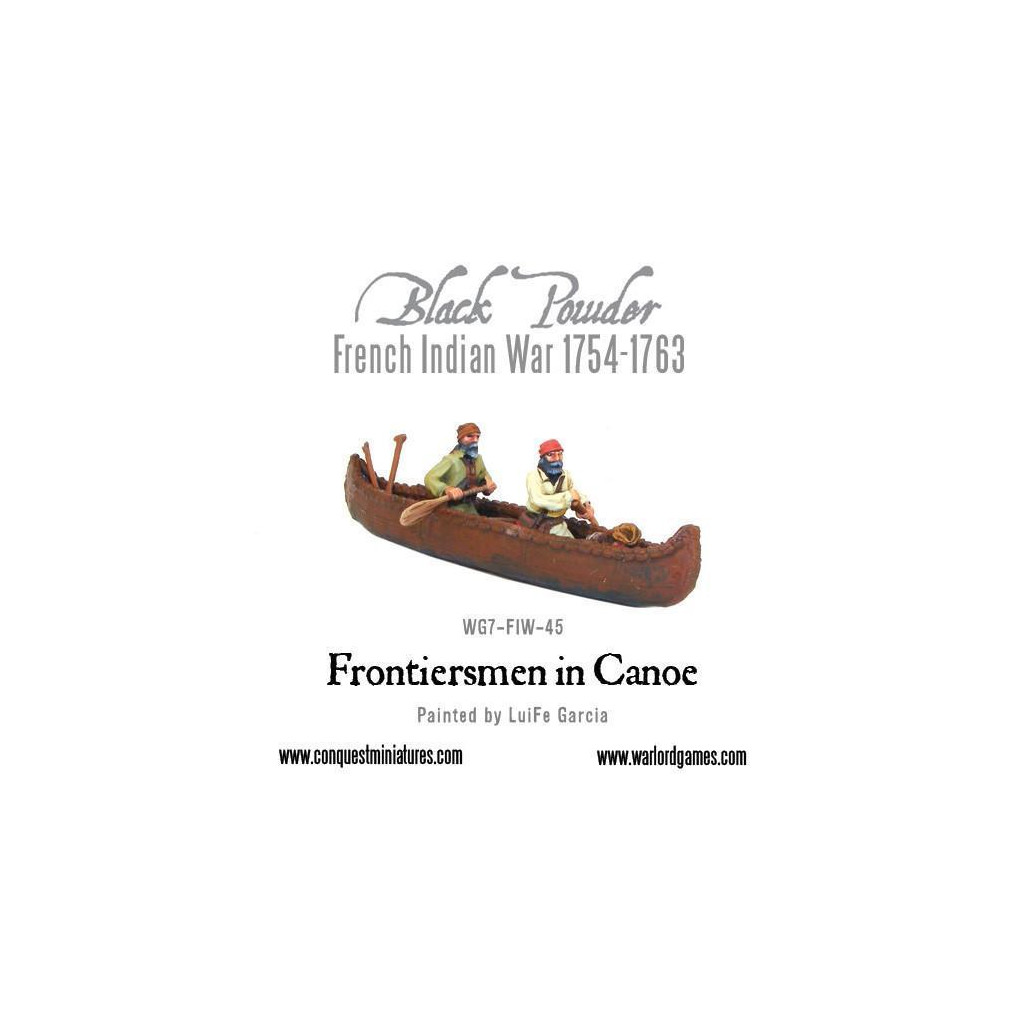 French-Indian War Frontiersmen in Canoe