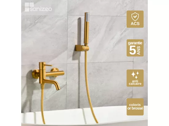 Mitigeur de Baignoire et Douche anti-calcaire Or Brossé IMEX MONZA BDM039-4OC