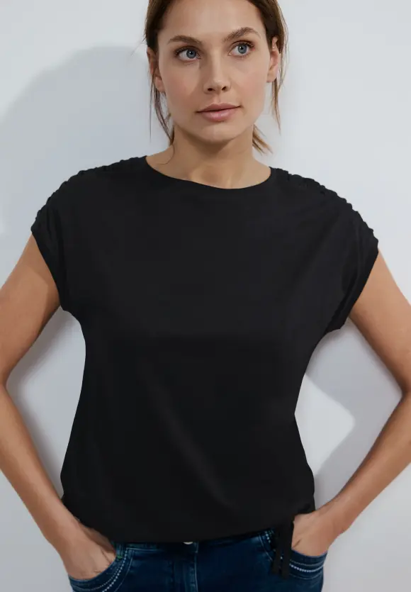 T-Shirt mit Knotendetail - Black