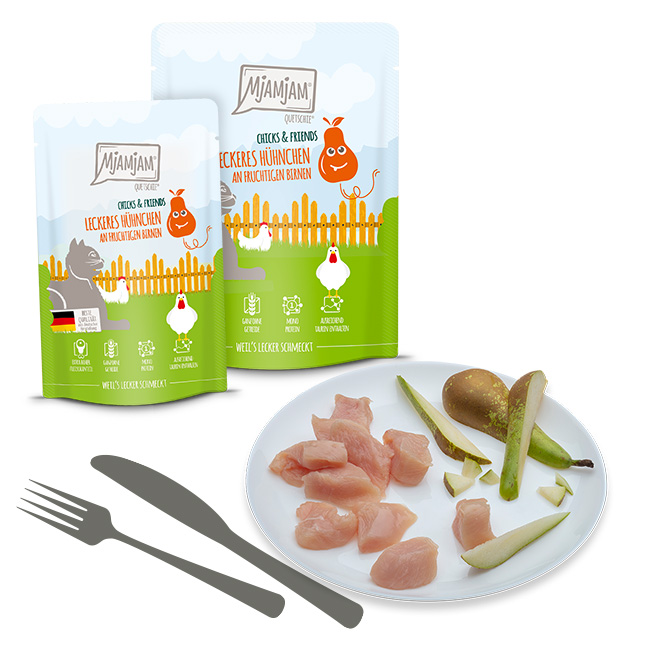 Quetschie - Chicks & Friends leckeres Hühnchen an fruchtigen Birnen
