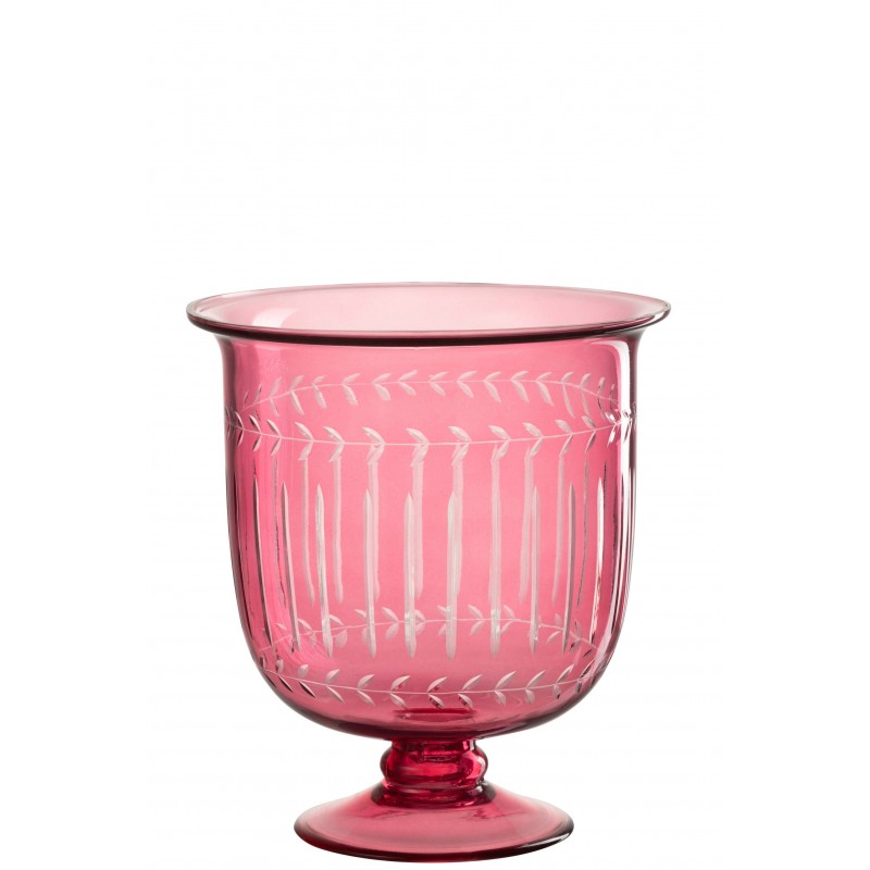 Vase romain à motifs en verre rouge 23x23x26 cm