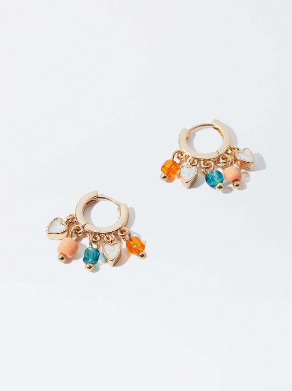 Brincos de argola com corações - Multicoloridos