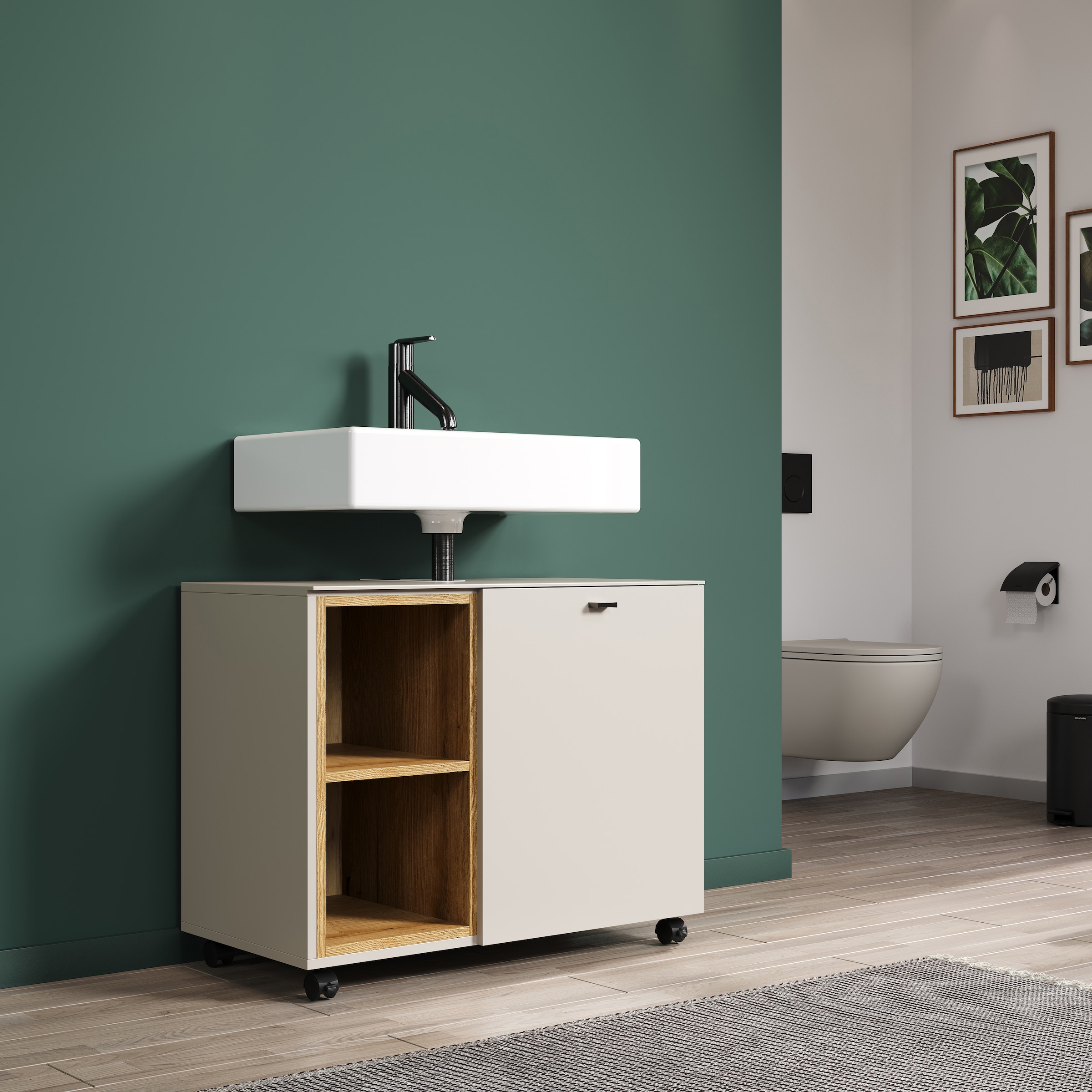 welltime Waschbeckenunterschrank »San Pedro« 1 Stk. tlg. Waschbeckenunterschrank a. Rollen, Soft-Close 80/42/64 cm