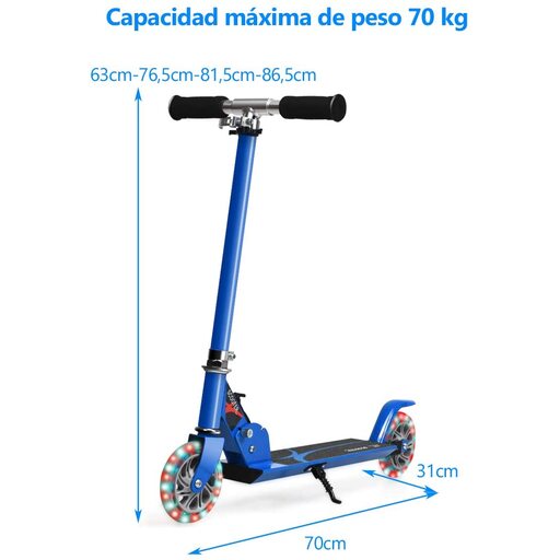 Patinete dobrável Costway em alumínio com altura ajustável e 2 rodas.