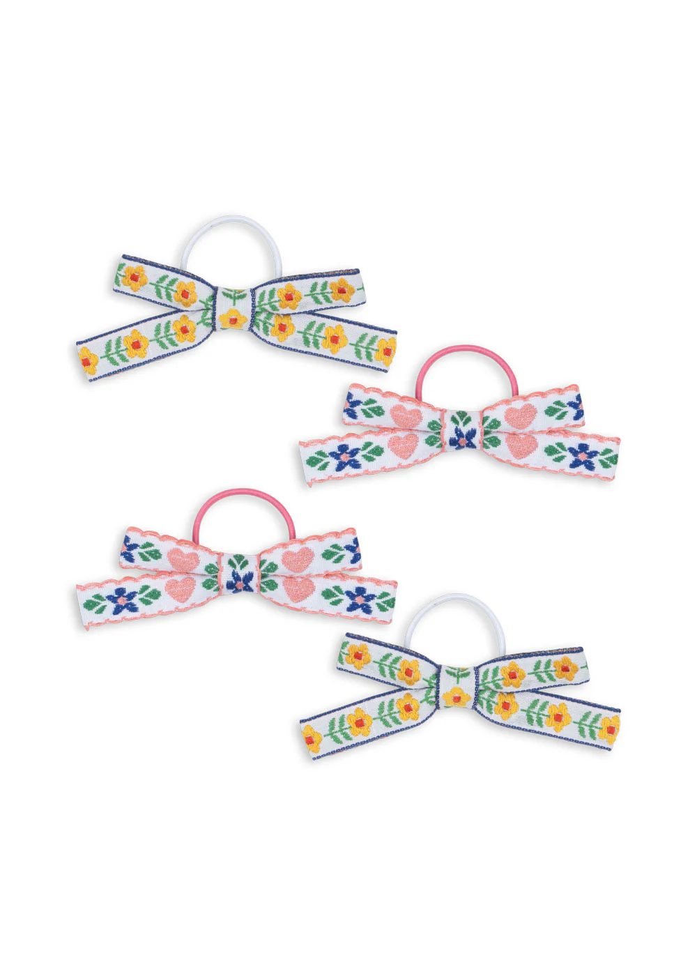 4 pak mini bow elastikker - white\/rose - OS